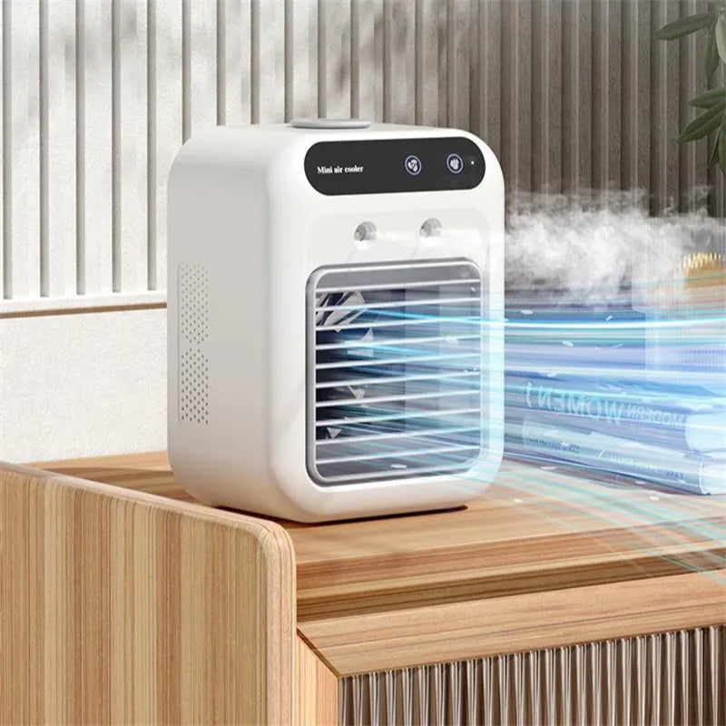 Portable air cooler fan side view